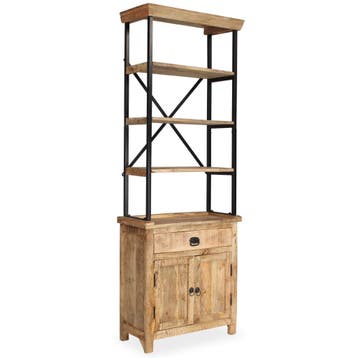 vidaXL Dressoir met schappen 65x30x180 cm massief mangohout, Verzenden, Nieuw, Overige houtsoorten, Minder dan 50 cm
