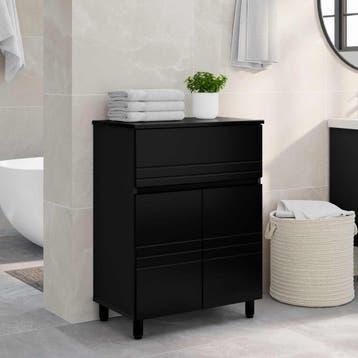 vidaXL Badkamer Waskom Zwart 60 x 35 x 80 cm Bewerkt hout, Verzenden, Nieuw