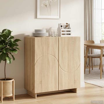 vidaXL Dressoir Sonoma Eiken 67 x 34,5 x 75 cm Bewerkt hout, Verzenden, Nieuw, 50 tot 100 cm, 25 tot 50 cm