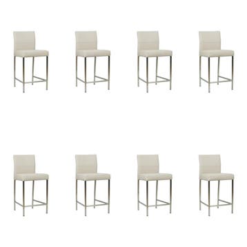 Set van 8 Leren barkrukken Bright laag - Toledo Misty, Huis en Inrichting, Barkrukken, Ophalen of Verzenden, Nieuw, Leer