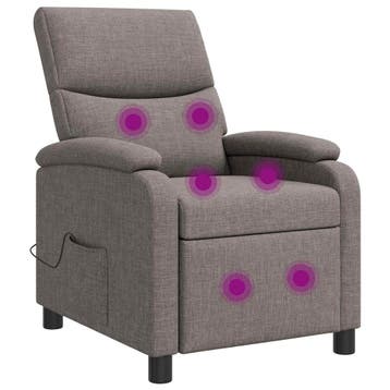 vidaXL Massage Recliner Taupe Stof, Verzenden, Nieuw