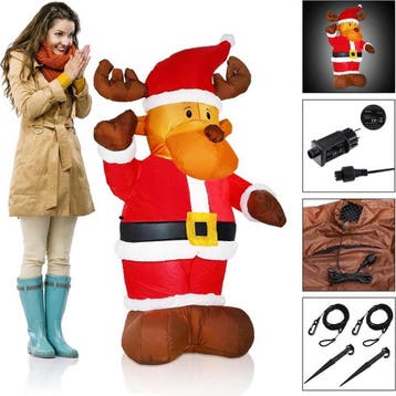 Opblaasbaar rendier XL verlicht 135 cm (Kerst artikelen), Verzenden, Nieuw