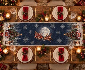 Tafelmiddenstuk - Kerstnacht onder de sterren - Katoen,, Nieuw