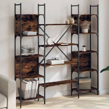 vidaXL Boekenkast 155,5x24x166,5 cm bewerkt hout gerookt, Verzenden, Nieuw, Overige houtsoorten