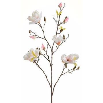 Kunstbloem Magnolia tak 105 cm creme wit/roze - Overige ku.., Ophalen of Verzenden