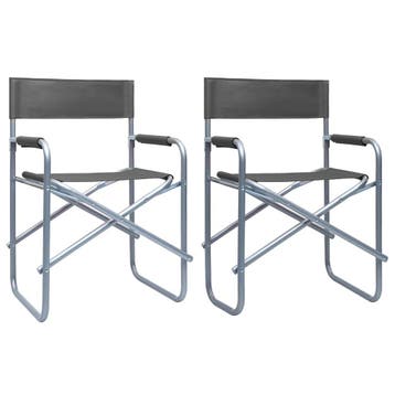 vidaXL Regisseursstoelen 2 st staal grijs, Tuin en Terras, Tuinstoelen, Verzenden, Nieuw, Metaal