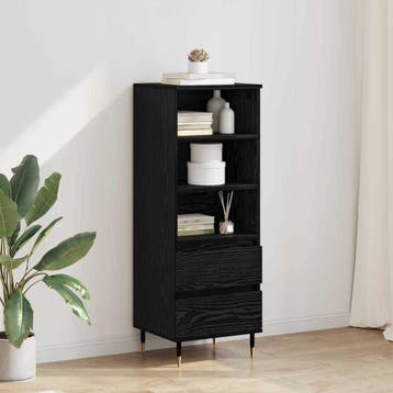 vidaXL Highboard Zwart Eiken 40 x 36 x 110 cm Bewerkt hout, Minder dan 50 cm, Verzenden, 100 tot 150 cm, Nieuw