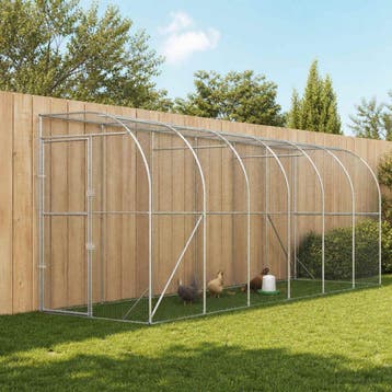 vidaXL Kippenhok Tegen de Muur zilver 600 x 150 x 215 cm, Dieren en Toebehoren, Verzenden, Nieuw