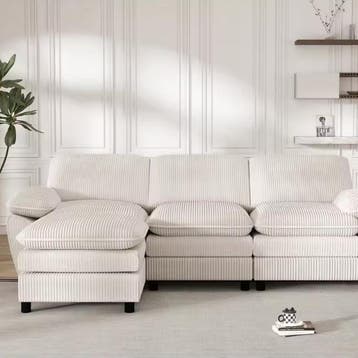 Modulaire Velvet Bank met Ottoman – Lounge Sofa, Verzenden, Nieuw