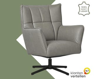 Leren draaifauteuil Lovely - Granada Steel (grijs), Nieuw, Ophalen of Verzenden, 75 tot 100 cm, Eigentijds, Modern, Retro, Vintage