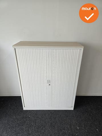 TDS Roldeurkast - 153x120x45cm - Wit met witte kunststof deu, Werkplek, Ophalen of Verzenden, Gebruikt, Kast