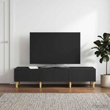 vidaXL TV-kast 147 x 34,5 x 30 cm Zwart Bewerkt hout, Minder dan 50 cm, Verzenden, Nieuw, Minder dan 100 cm
