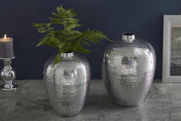 Elegante vazen set van 2 ORIENTAAL 32 cm zilver in, Huis en Inrichting, Woonaccessoires | Vazen, Ophalen of Verzenden, Nieuw