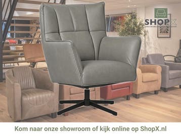 Leren draaifauteuil Lovely - Granada Steel (grijs), Nieuw, Ophalen of Verzenden, 75 tot 100 cm, Eigentijds, Modern, Retro, Vintage