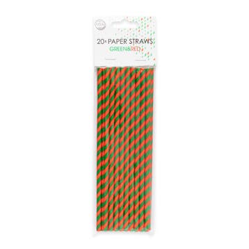 Papieren Rietjes Rood/Groen (20st), Hobby en Vrije tijd, Feestartikelen, Ophalen of Verzenden, Nieuw