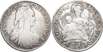 15 Kreuzer 1744 Habsburg Maria Theresia 1740-1780, Postzegels en Munten, Munten | Europa | Niet-Euromunten, Verzenden