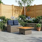 vidaXL Tuin Armsteun Sofa met Opklaptafel 2 Stuk Grijs en, Verzenden, Nieuw, Rotan, 2 zitplaatsen