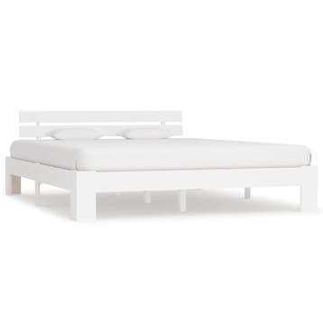 vidaXL Bedframe met hoofdbord massief grenenhout wit 160x200, Verzenden, Wit, 200 cm, 160 cm