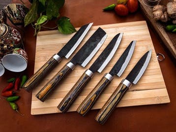 Keukenmes - Kitchen knife set - 717 - Staal, Hout,