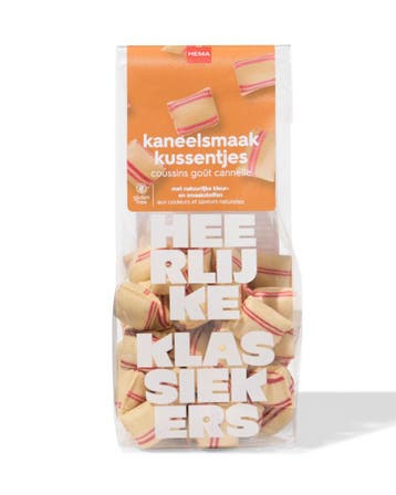 HEMA Kaneelsmaak kussentjes 110g 2 voor 3.49, Verzenden