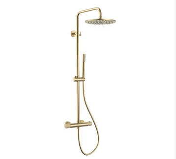 Regendoucheset Geborsteld Goud PVD – Thermostatisch met 30, Ophalen of Verzenden, Nieuw, Bad