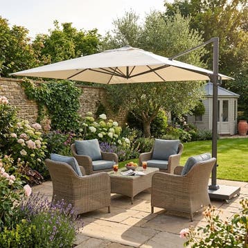 Challenger T1 premium zweefparasol 400x300 cm champagne, Ophalen of Verzenden, Nieuw