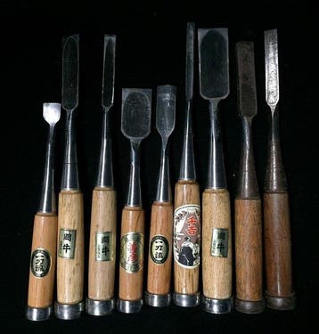 Set of 9 Vintage Japanese Chisels - Assorted Nomi Carpenter
