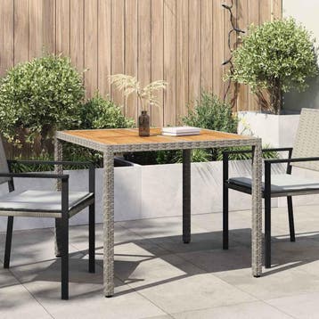 vidaXL Tuinstafel Grijs 90 x 90 x 75 cm poly rattan, Verzenden, Nieuw