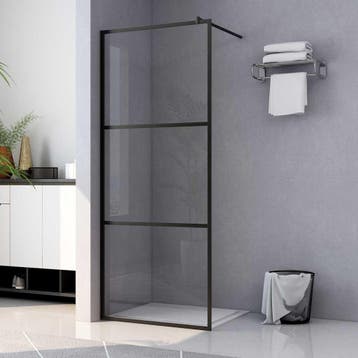 vidaXL Inloopdouchewand transparant 80x195 cm ESG-glas zwart, Verzenden, Nieuw