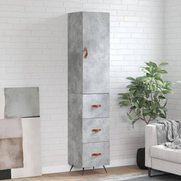 vidaXL buffetkast 34,5x34x180 cm bewerkt hout betongrijs, Huis en Inrichting, Kasten | Buffetkasten, Minder dan 50 cm, Verzenden