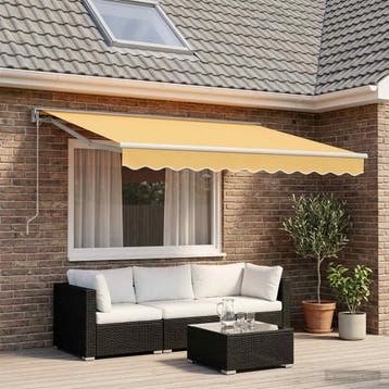 vidaXL Handmatig uitschuifbare luifel Zand 5 x 3 m, Verzenden, Nieuw