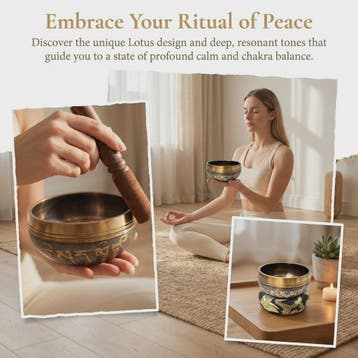 Tibetaanse Klankschaal Lotus Set - Uniek Cadeau voor Meditat, Verzenden, Nieuw