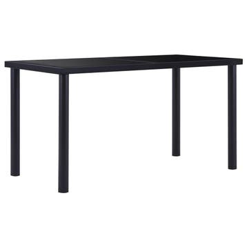 vidaXL Eettafel 140x70x75 cm gehard glas zwart, Huis en Inrichting, Tafels | Eettafels, Verzenden, Nieuw