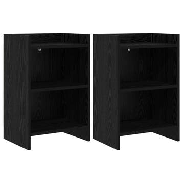 vidaXL Nachtkastjes 2 pcs Zwart eiken 40 x 30 x 60 cm, Minder dan 45 cm, Verzenden, Nieuw, 55 tot 70 cm