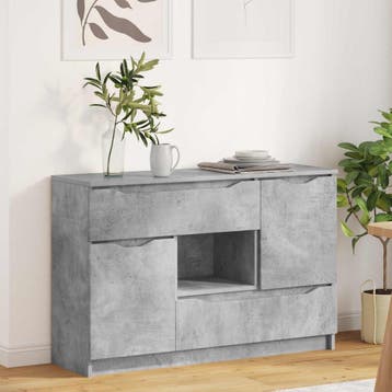 vidaXL Dressoir Beton Grijs 100 x 30 x 65,6 Bewerkt hout, Verzenden, Nieuw, Overige houtsoorten, Minder dan 50 cm