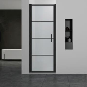 Sani Royal Douchedeur 70x200cm Mat Zwart Frame, Nieuw