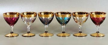 Drinkservies (6) - Portglas, likeurglas - Glas - Getint en