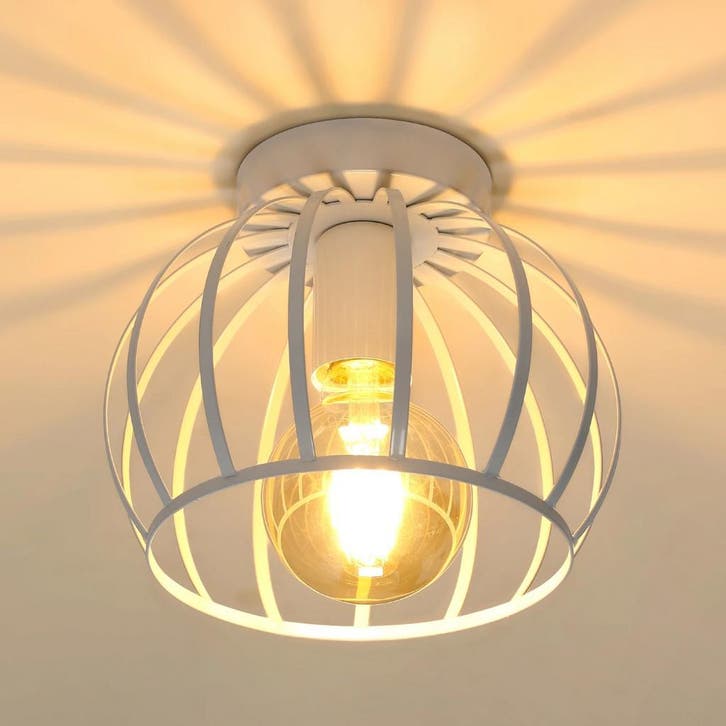 Vintage plafondlamp zwart industrieel kooi E27, Huis en Inrichting, Lampen | Plafondlampen, Nieuw, Verzenden