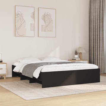 vidaXL Bedframe zonder matras 160x200 cm spaanplaat zwart, Verzenden, Zwart, 200 cm, 160 cm