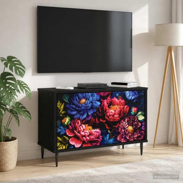 vidaXL Tv-meubel KIEL 69 x 33 x 50,5 cm Zwart eiken Bewerkt, Minder dan 50 cm, Verzenden, Nieuw, Minder dan 100 cm