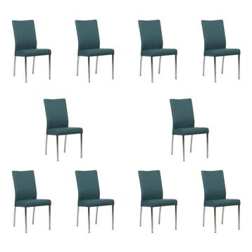 Set van 10 Leren eetkamerstoelen Comfort - Toledo Whale, Huis en Inrichting, Stoelen, Ophalen of Verzenden, Nieuw, Leer