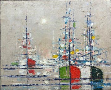 Henri Bernes - Bateaux en mer