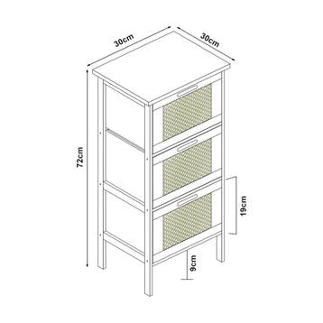 Commode Tervola ladekast 72x30x30 cm zwart naturel en rotan, Huis en Inrichting, Verzenden, Nieuw