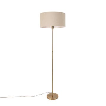 Vloerlamp verstelbaar brons met kap lichtbruin 50 cm - Parte, Verzenden, Nieuw, Design