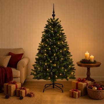 vidaXL Kunstkerstboom middengroen met kerstbal 180 cm 300, Diversen, Verzenden, Nieuw