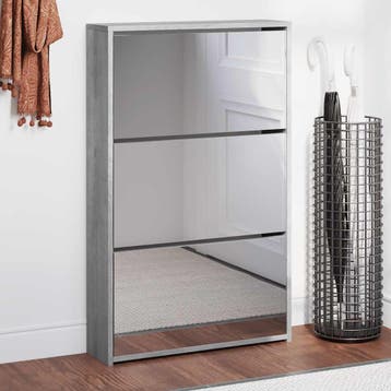 vidaXL Schoenenkast met spiegel 3-laags 63x17x102,5 cm grijs, Verzenden, Nieuw