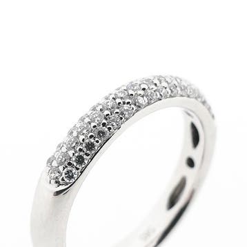 Witgouden pavéring met zirconia, Gebruikt, Ophalen of Verzenden, 17 tot 18, Met edelsteen