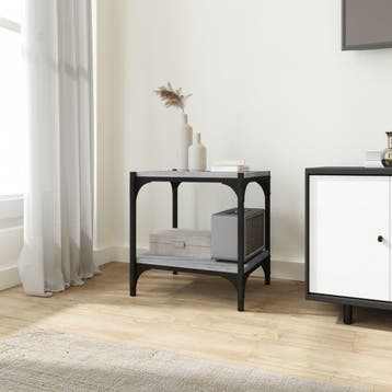 vidaXL Tv-meubel 40x33x41 cm bewerkt hout en staal grijs, Minder dan 50 cm, Verzenden, Nieuw, Minder dan 100 cm