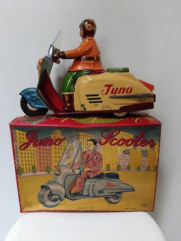 Yonezawa/S.T.S - Blikken speelgoed - Juno Scooter - Very, Antiek en Kunst, Antiek | Speelgoed