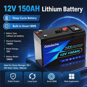 12V 150Ah LiFePO4 Accu - 1920Wh Deep Cycle Lithium Batterij, Verzenden, Nieuw